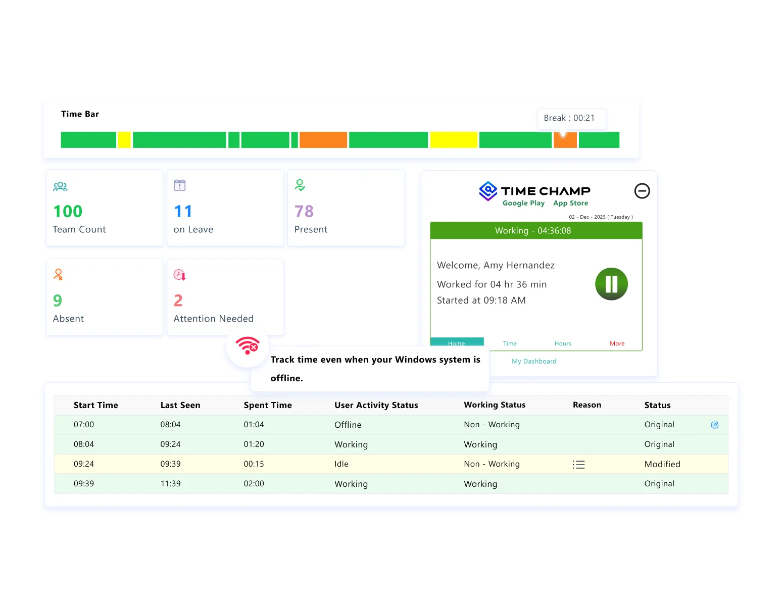 offline time tracking